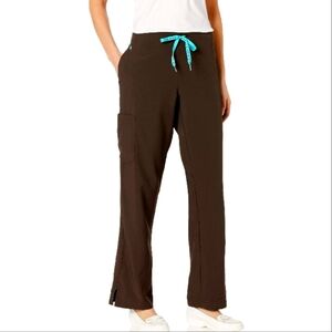 Figs Scrub Pants Lined 10 Pockets Elastic Waist High Rise Drawstring sz M Black